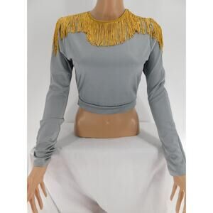 Dance Costume Top Kelle K7T6 Small Adult Silver Jazz Marching Band Baton